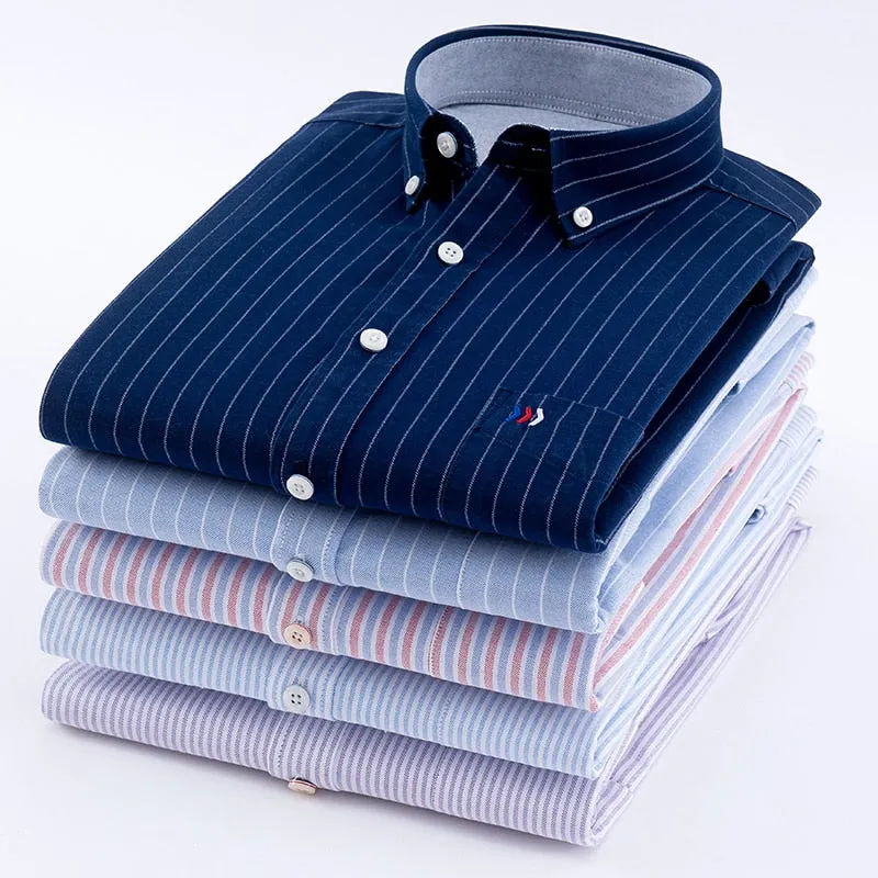 100% Cotton Fashion Stripe Casual Long Sleeve Shirts