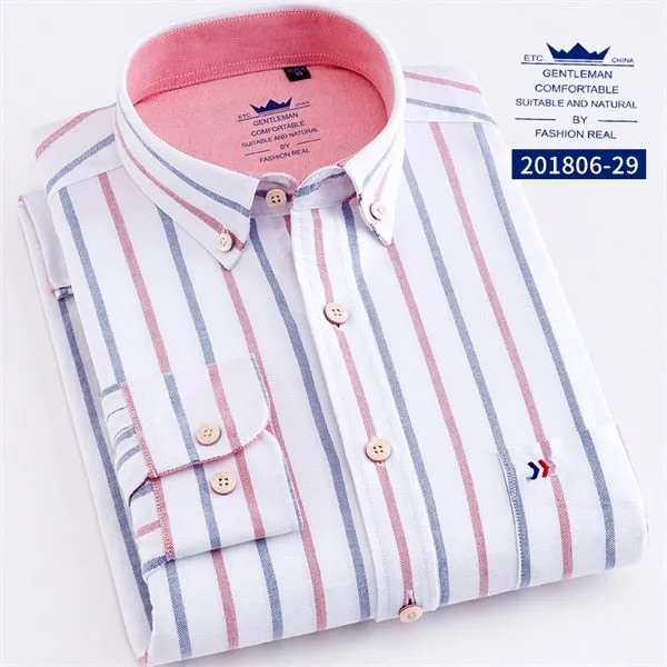 100% Cotton Fashion Stripe Casual Long Sleeve Shirts