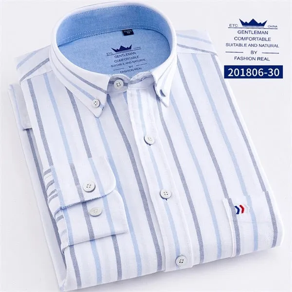 100% Cotton Fashion Stripe Casual Long Sleeve Shirts