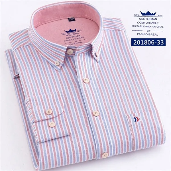 100% Cotton Fashion Stripe Casual Long Sleeve Shirts