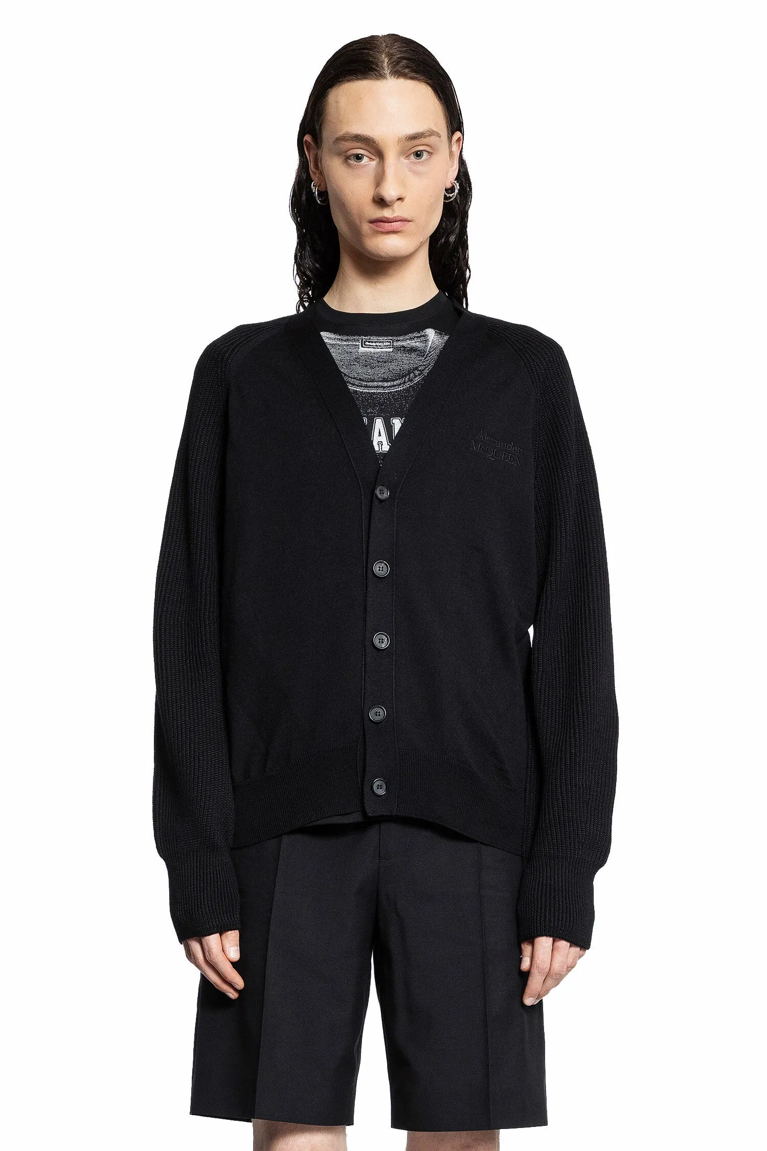 ALEXANDER MCQUEEN MAN BLACK KNITWEAR