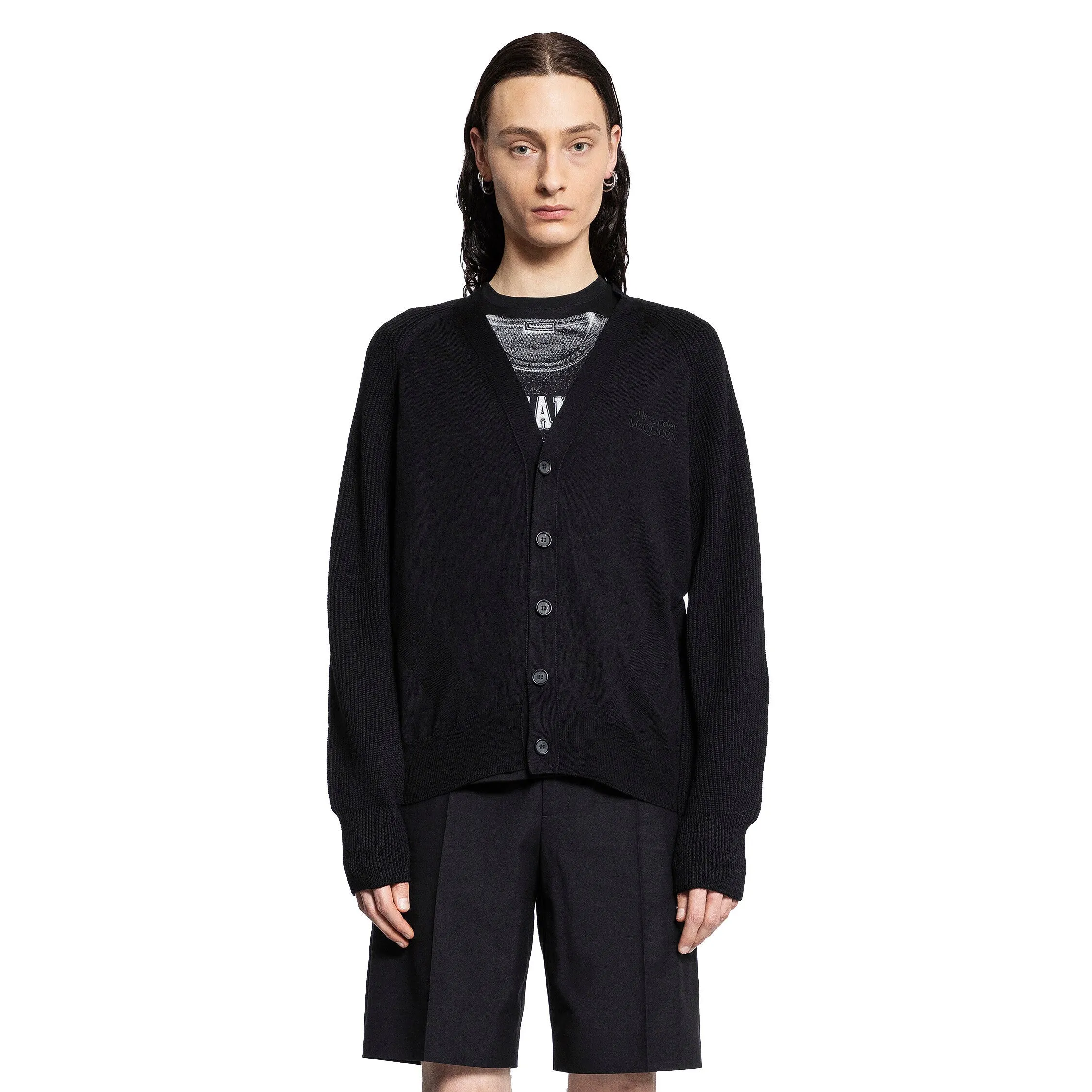 ALEXANDER MCQUEEN MAN BLACK KNITWEAR