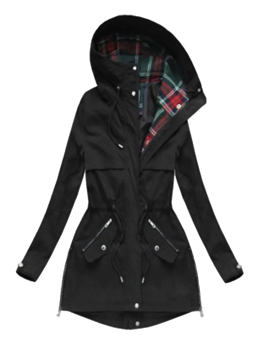 Autumn And Winter Ladies Plaid Stitching Jacket