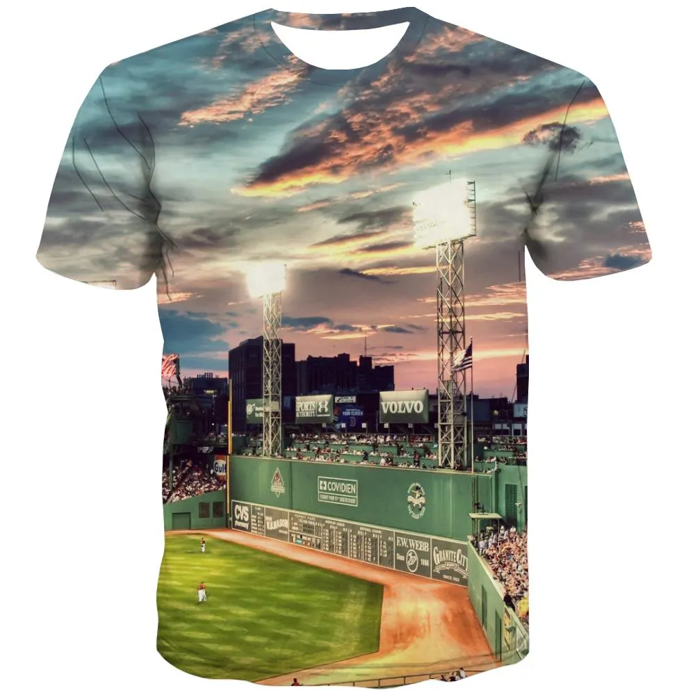 Baseball T shirts Men Stadium T-shirts 3d Game T shirts Funny White T-shirts Graphic