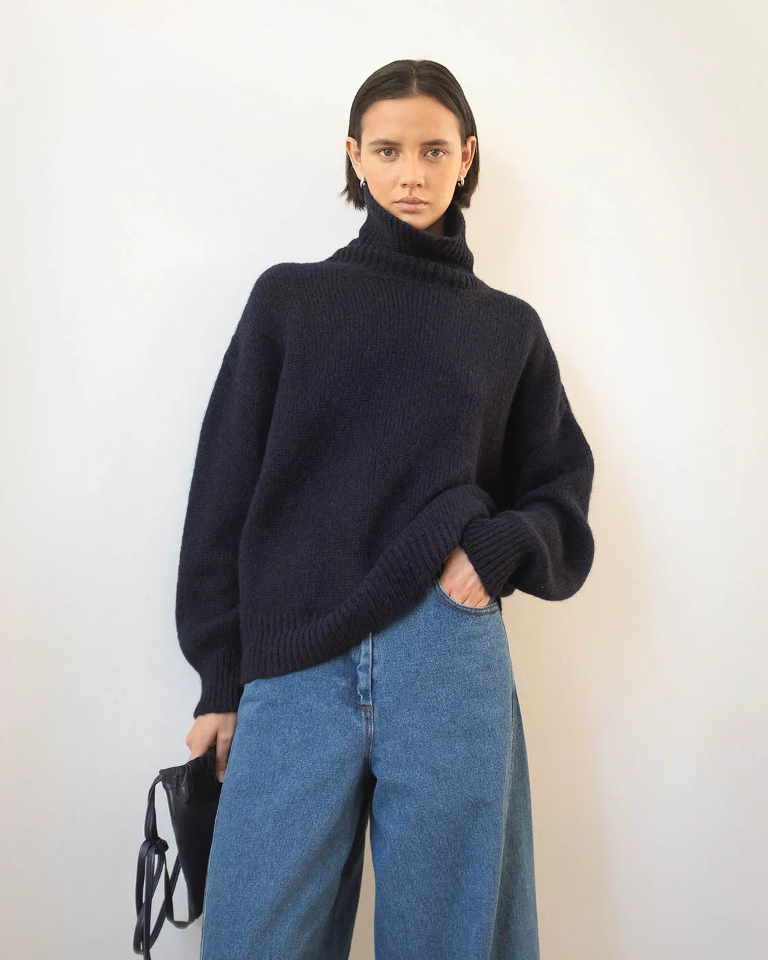 Claudia Sweater Chunky Alpaca Navy