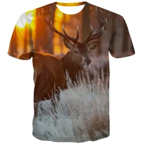 Deer T shirts Men Animal T shirts Funny Harajuku T-shirts Graphic Short Sleeve