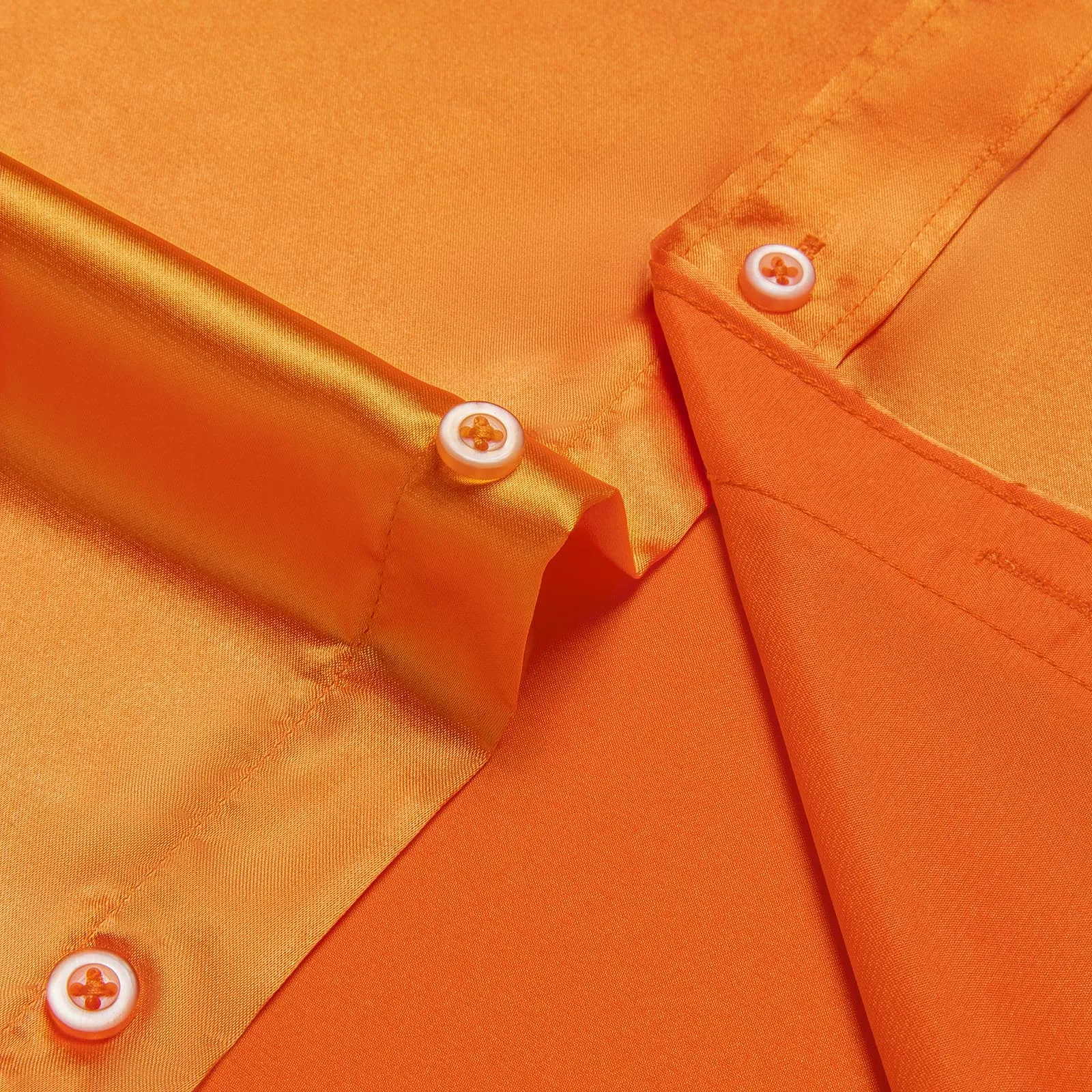 DiBanGu Button Shirt Summer Carrot Orange Solid Silk Men's Short Sleeve Shirt Top