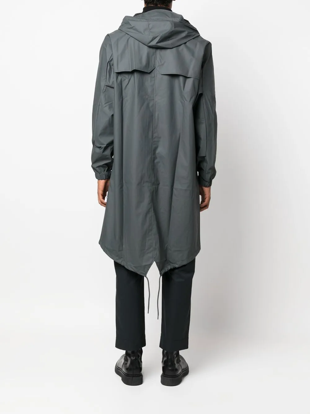 drawstring hooded raincoat