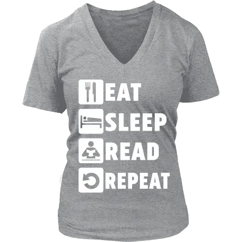 Eat, Sleep, Read, Repeat V-neck