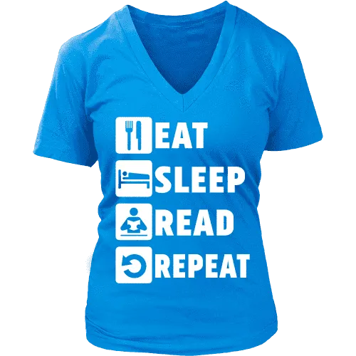 Eat, Sleep, Read, Repeat V-neck