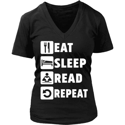 Eat, Sleep, Read, Repeat V-neck