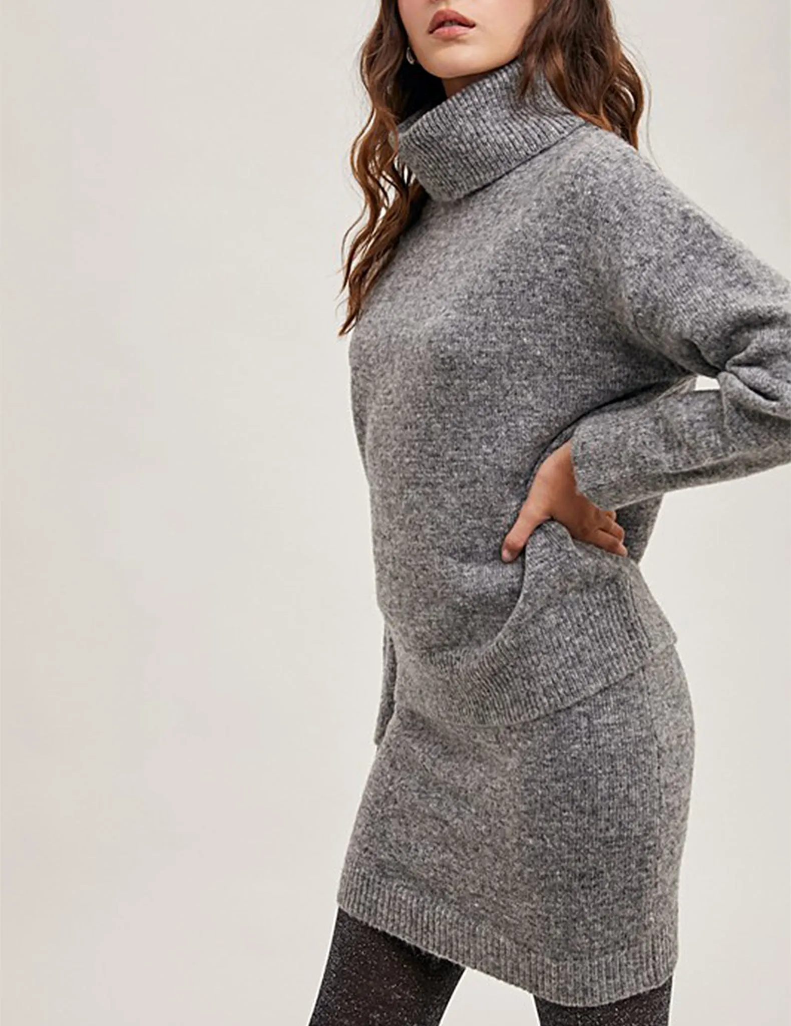 Eliana Heather Grey Turtleneck Sweater