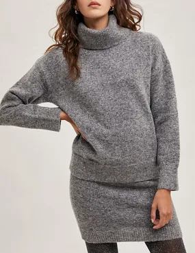 Eliana Heather Grey Turtleneck Sweater