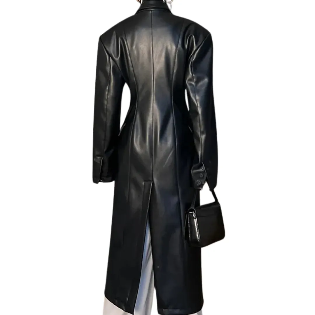 Fitted Leather Trench Coat