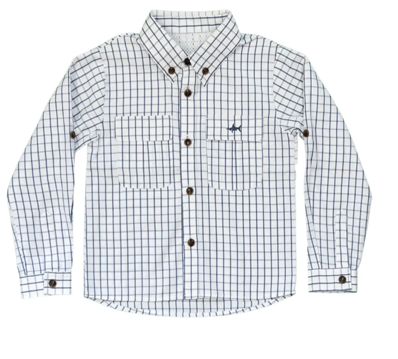 Flagler Fishing Shirt - White and Blue Plaid