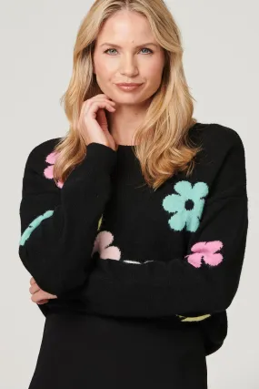 Floral Long Sleeve Knit Pullover