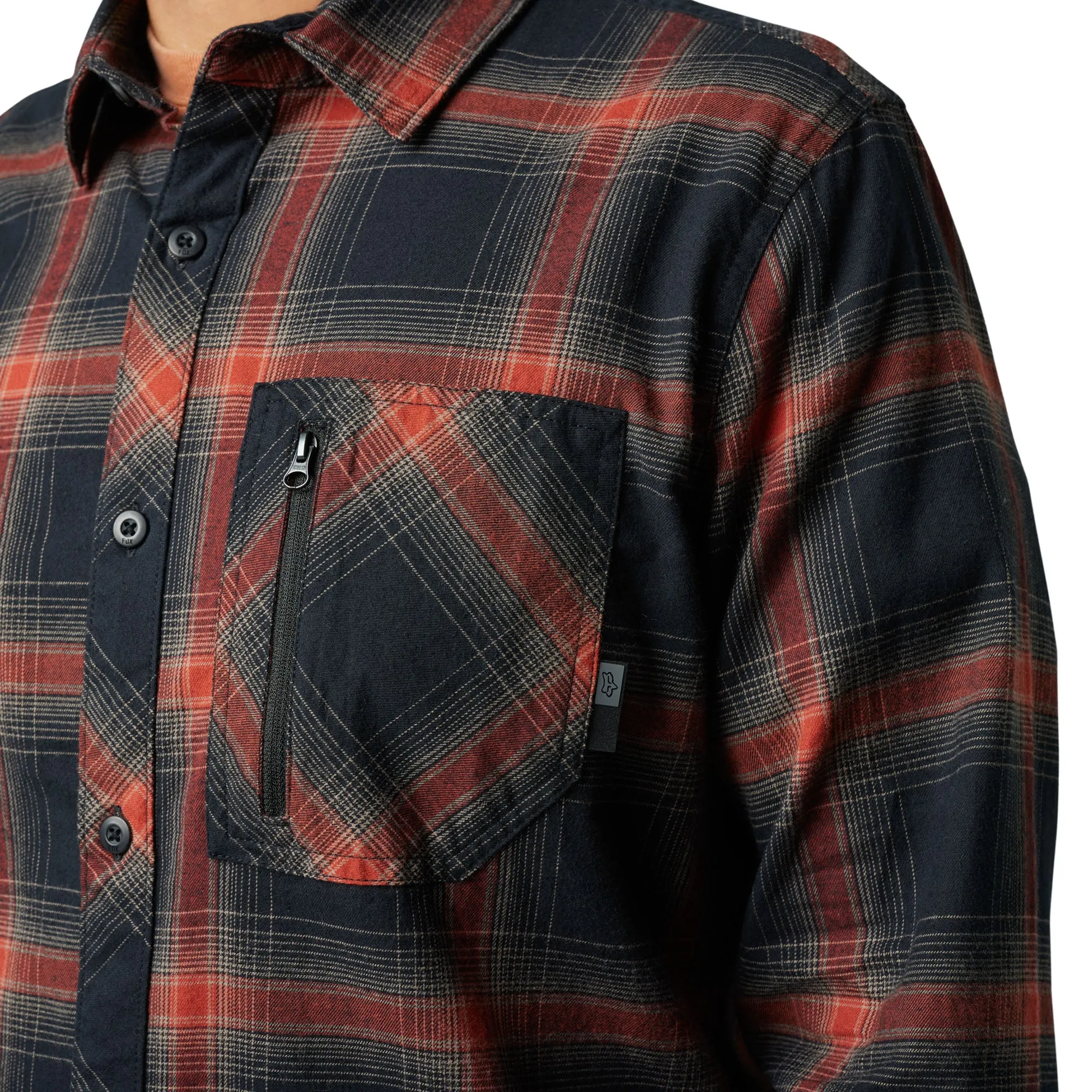 Fox Racing  Mens Copper Gamut Stretch Flannel Long Sleeve Button Down Cotton Shirt