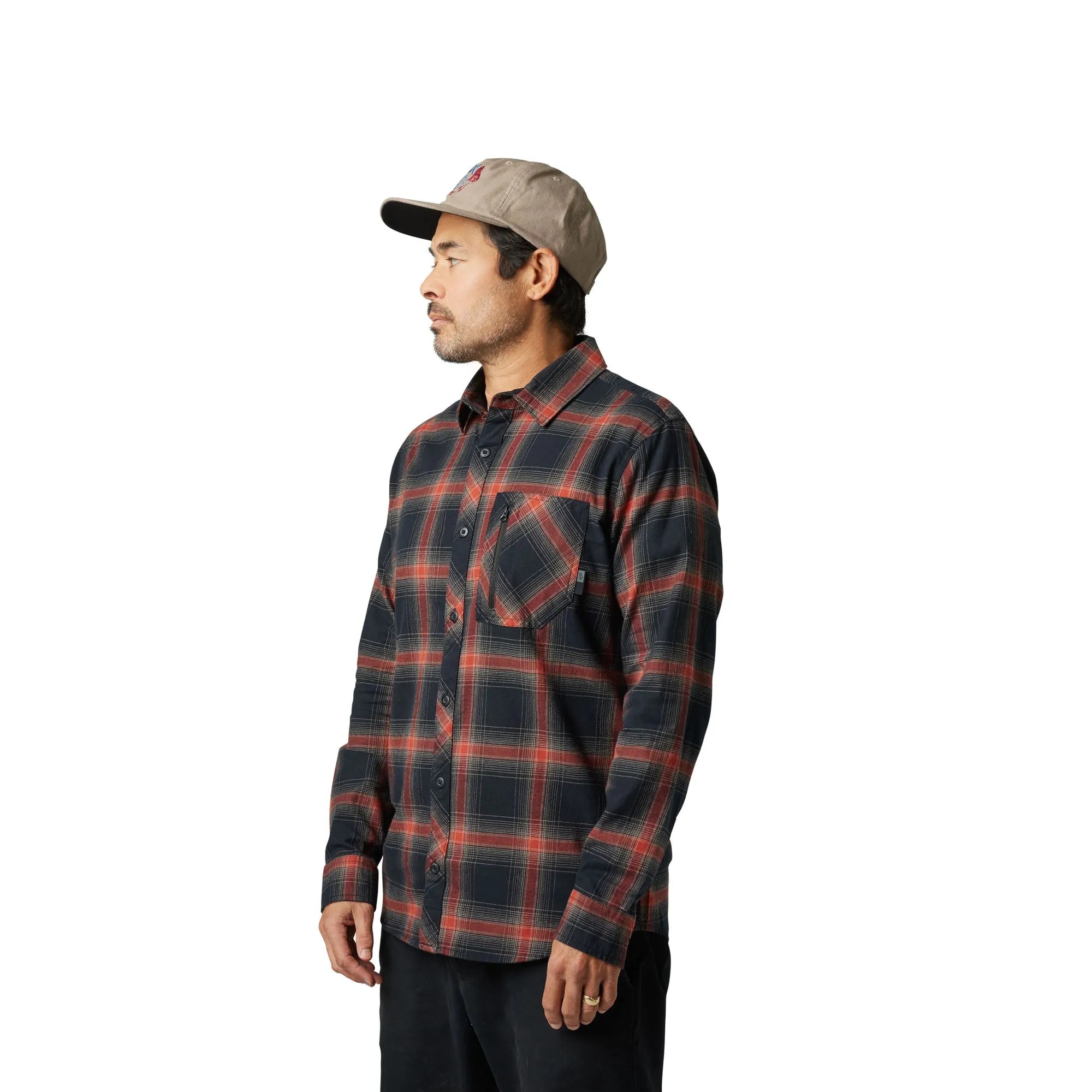 Fox Racing  Mens Copper Gamut Stretch Flannel Long Sleeve Button Down Cotton Shirt