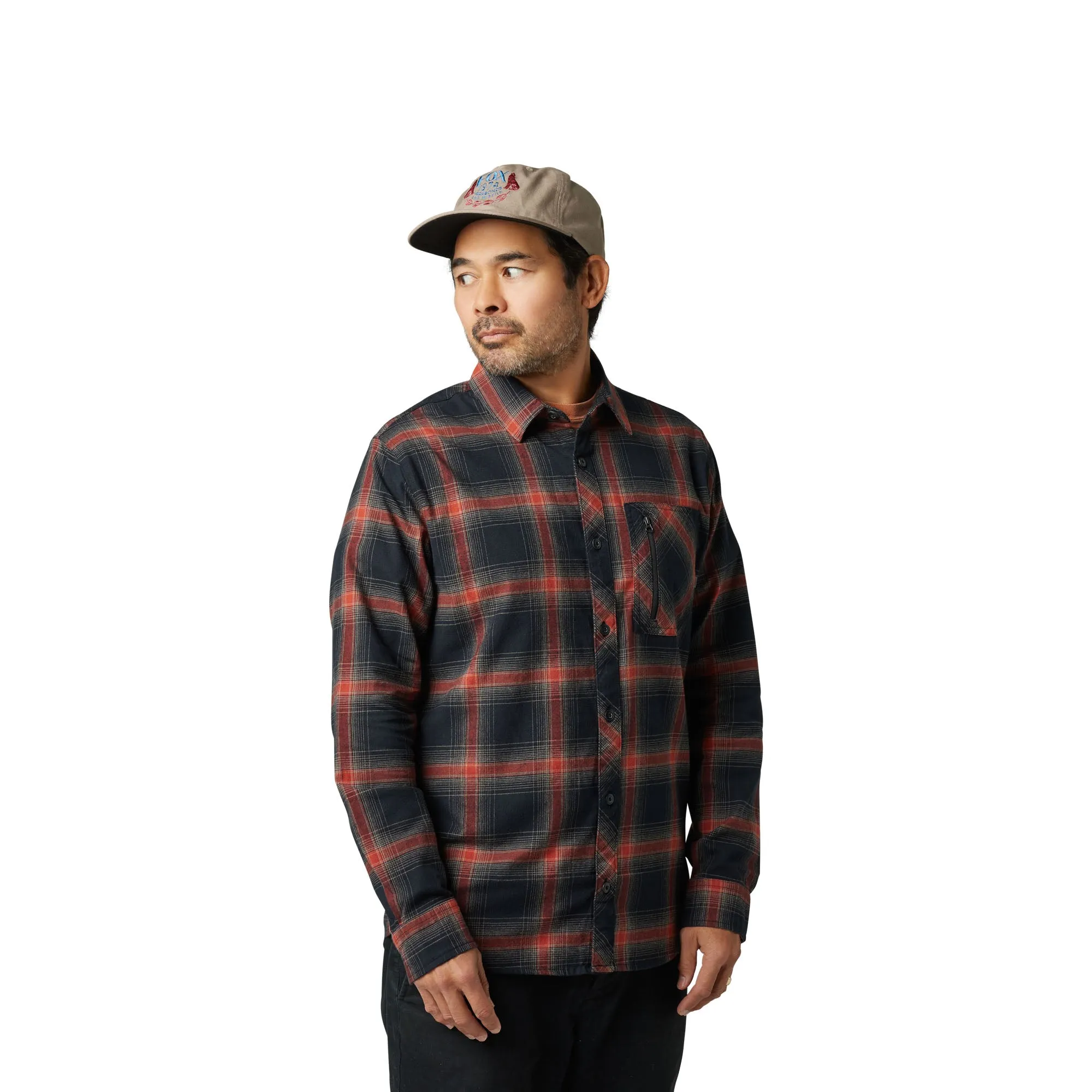 Fox Racing  Mens Copper Gamut Stretch Flannel Long Sleeve Button Down Cotton Shirt