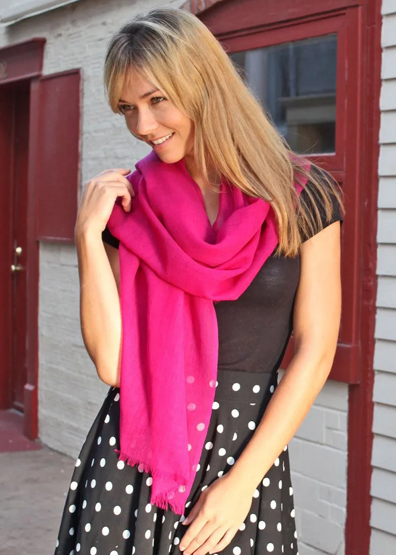 Fuchsia Bon-bon Fine Wool Scarf Wrap