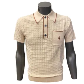 Gabicci Cream Tipped Knitted Polo shirt.  (Free postage, Ireland Only)