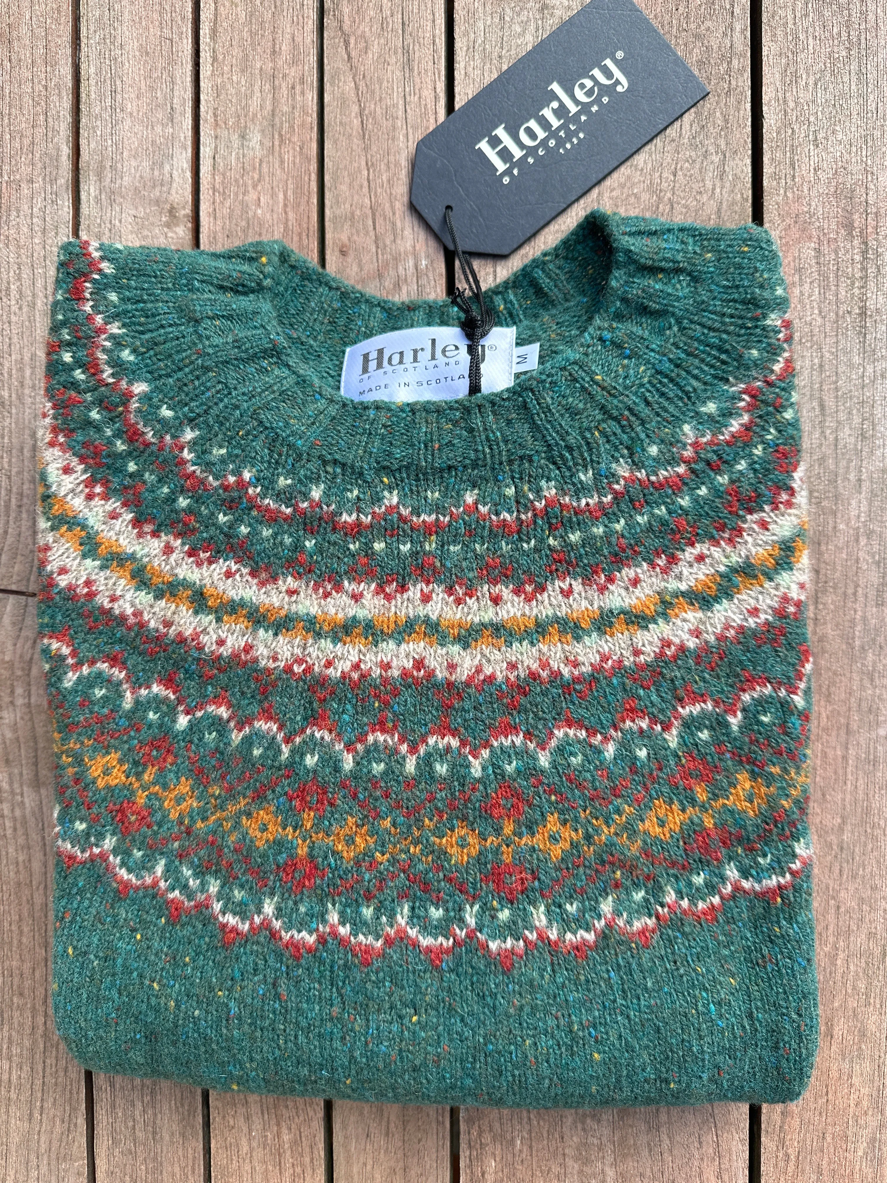 Harley Of Scotland Fairisle Crew Neck In Canna