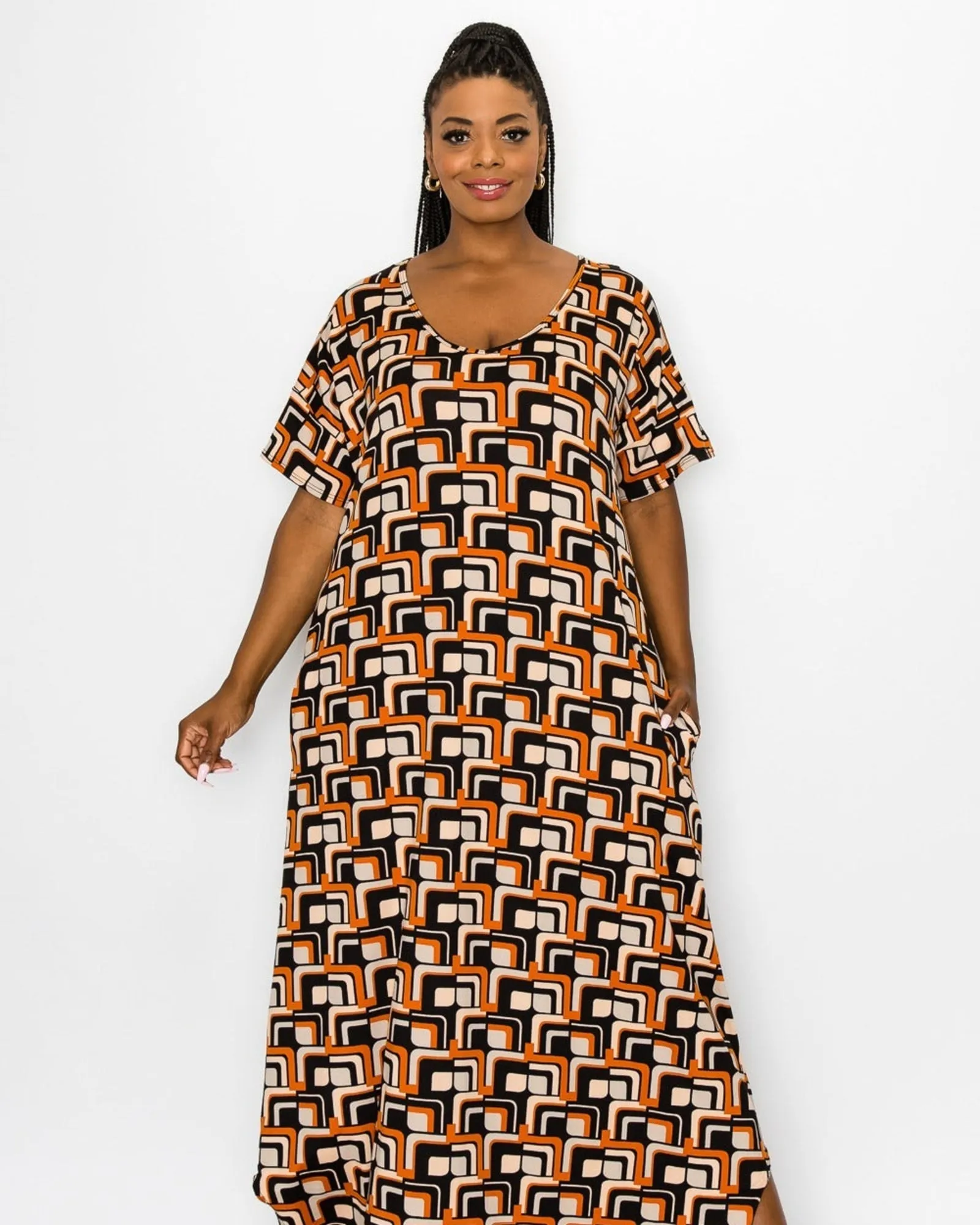 Hazel Pocket Maxi Dress | Black/Rust