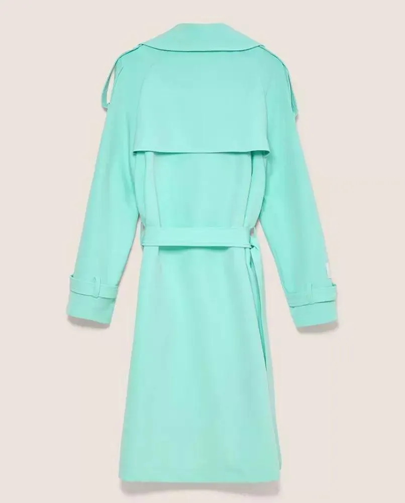 Hinnominate Elegant Light Blue Double-Breasted Trench Coat