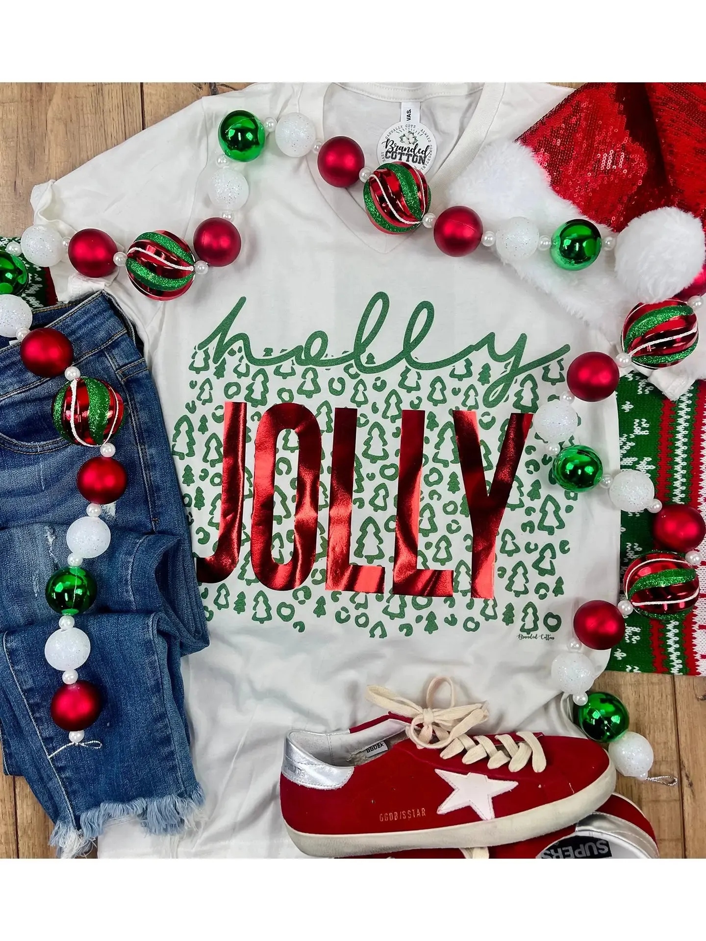 Holly Jolly V Neck Tee