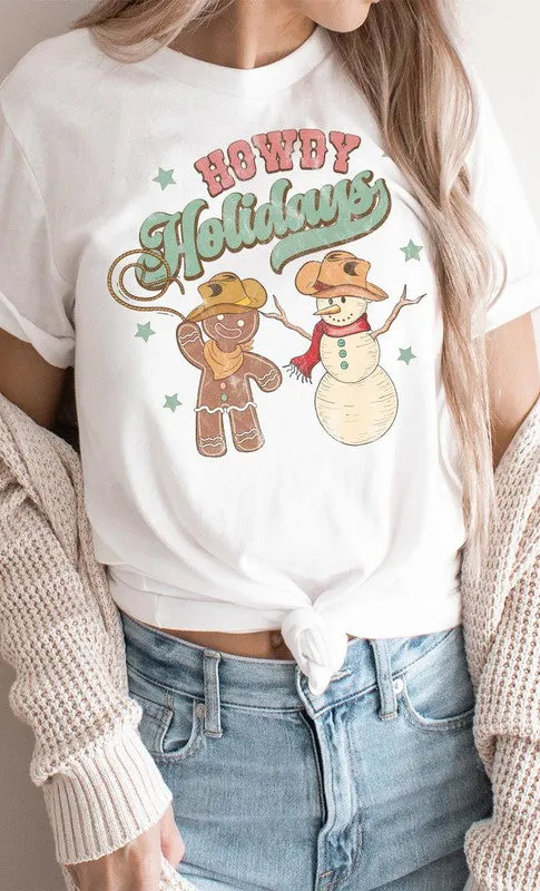 Howdy Holidays Cowboy Gingerbread Snowman Tee