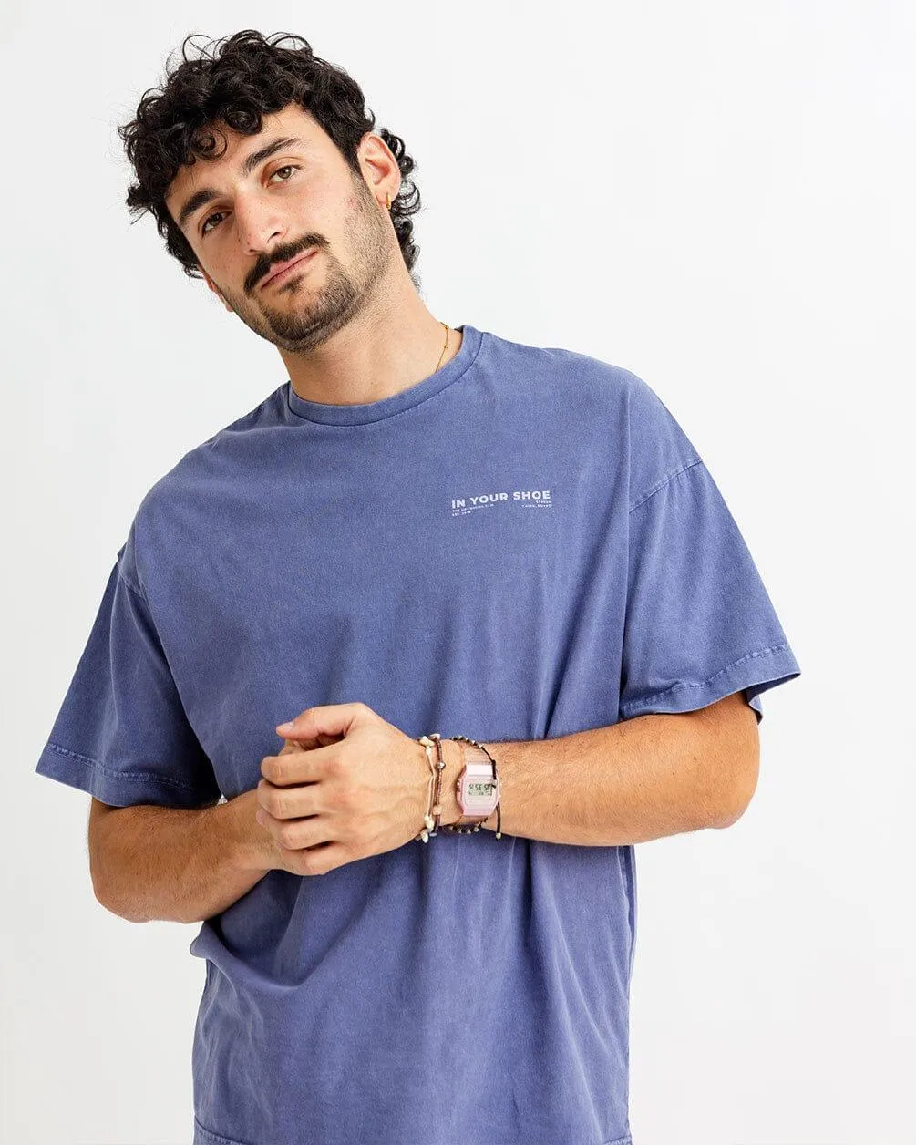 Indigo Acid Washed Oversized Tee