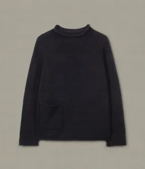 Indigo Cotton Fisherman Sweater, Black