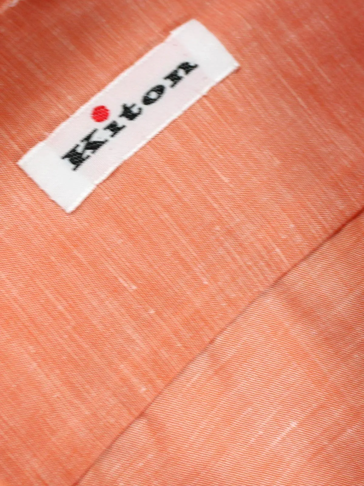 Kiton Linen Shirt Peach Pink 37 - 14 1/2 REDUCED - SALE