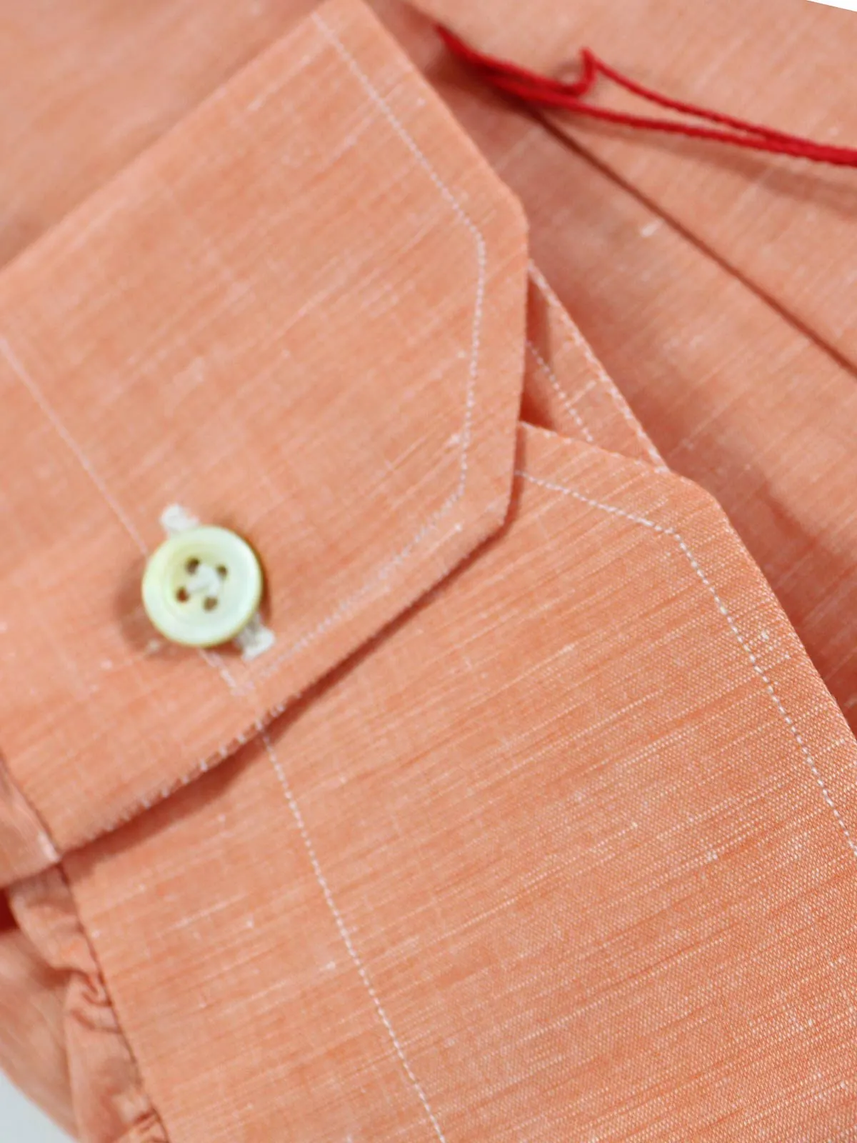 Kiton Linen Shirt Peach Pink 37 - 14 1/2 REDUCED - SALE