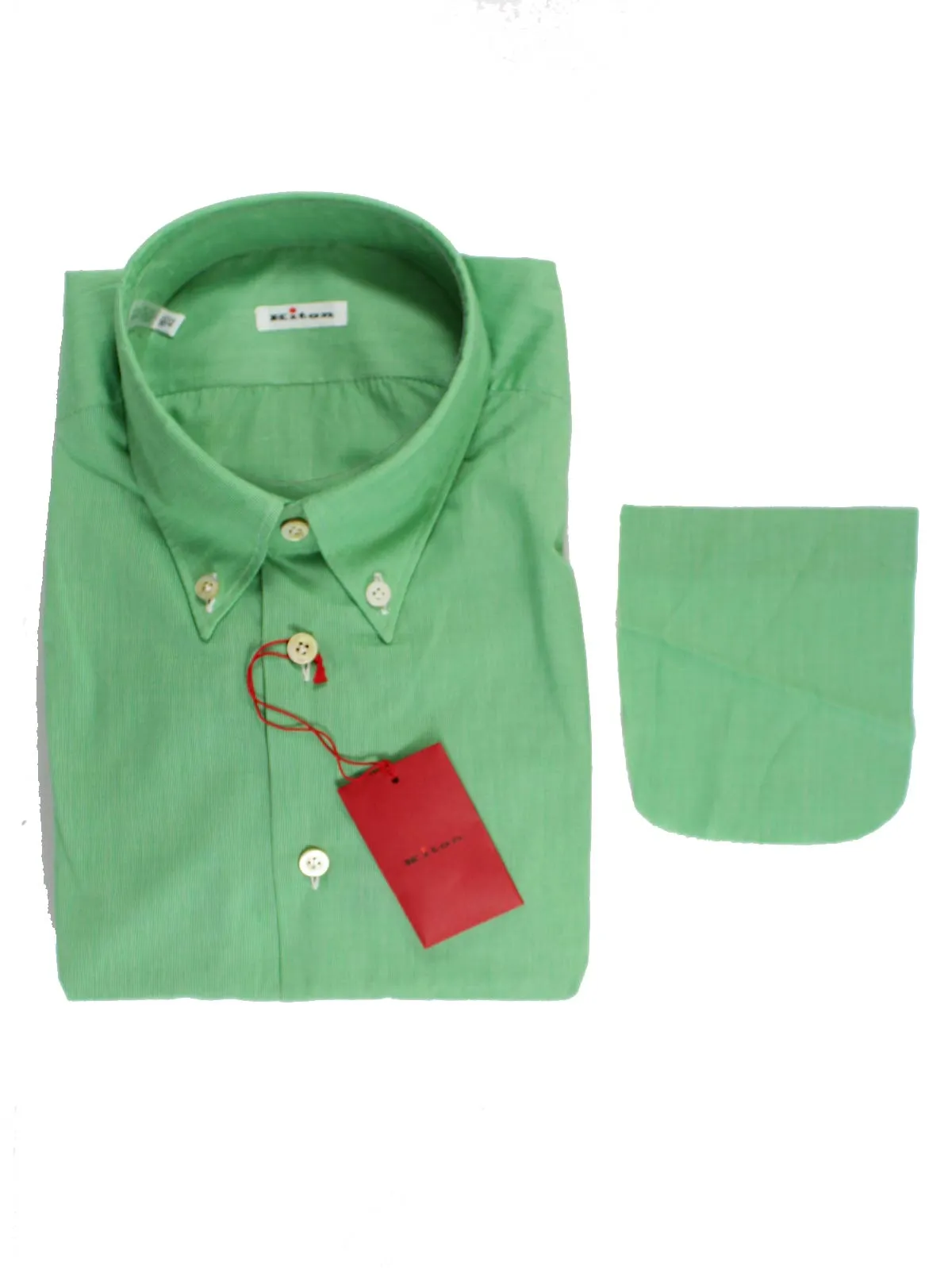 Kiton Shirt Royal Green Solid Button Down Collar 42 - 16 1/2 FINAL SALE