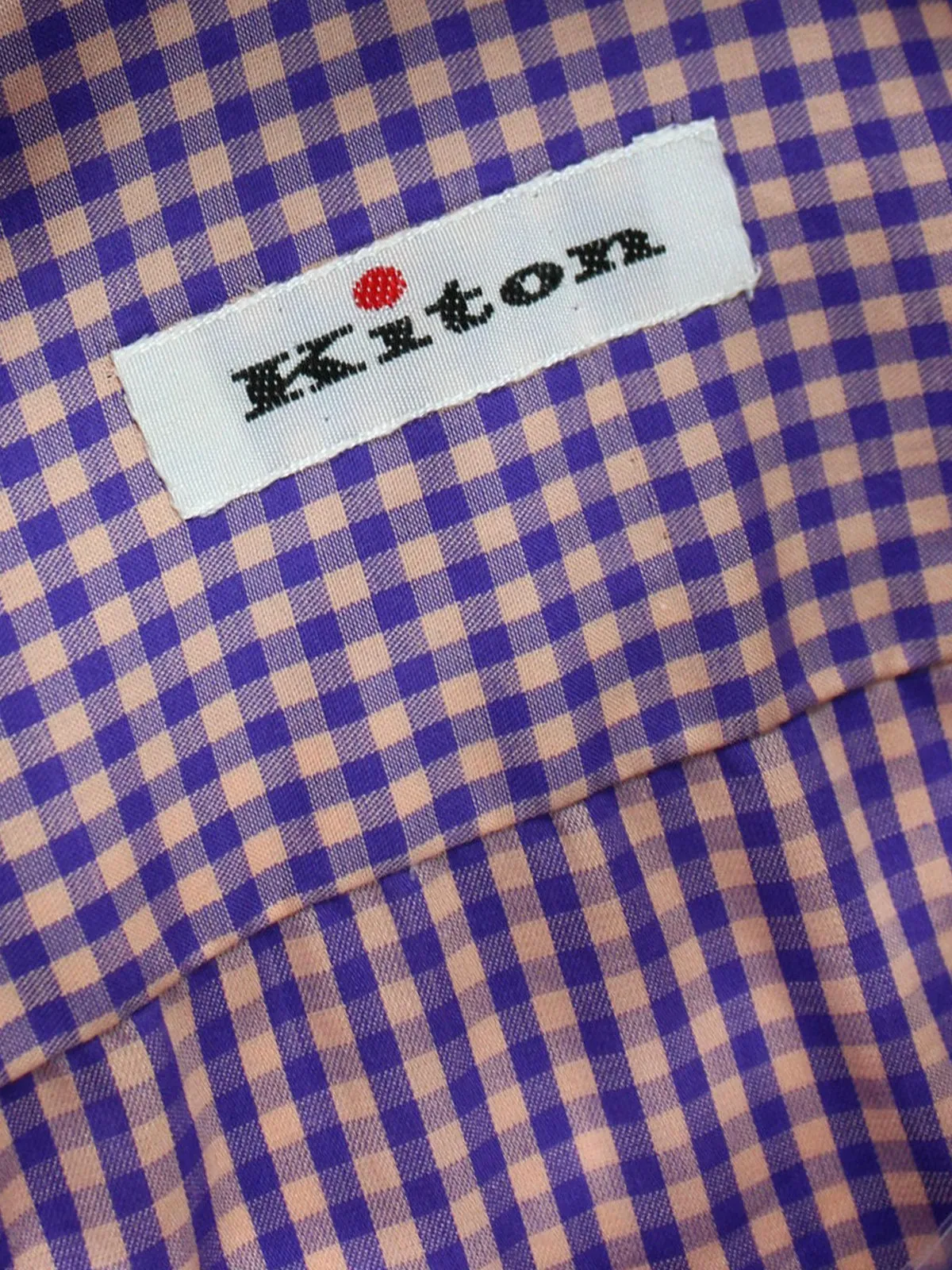 Kiton Short Sleeve Shirt Purple Pink Check 38 - 15 REDUCED SALE