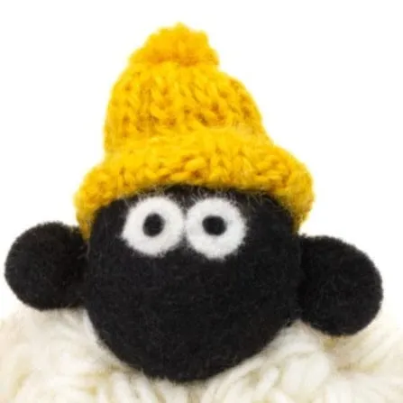 Knitted Sheep Collectable with Bobble Hat