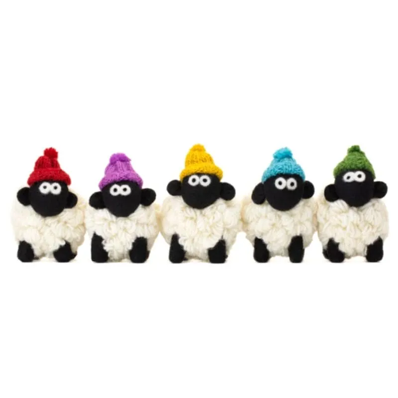 Knitted Sheep Collectable with Bobble Hat