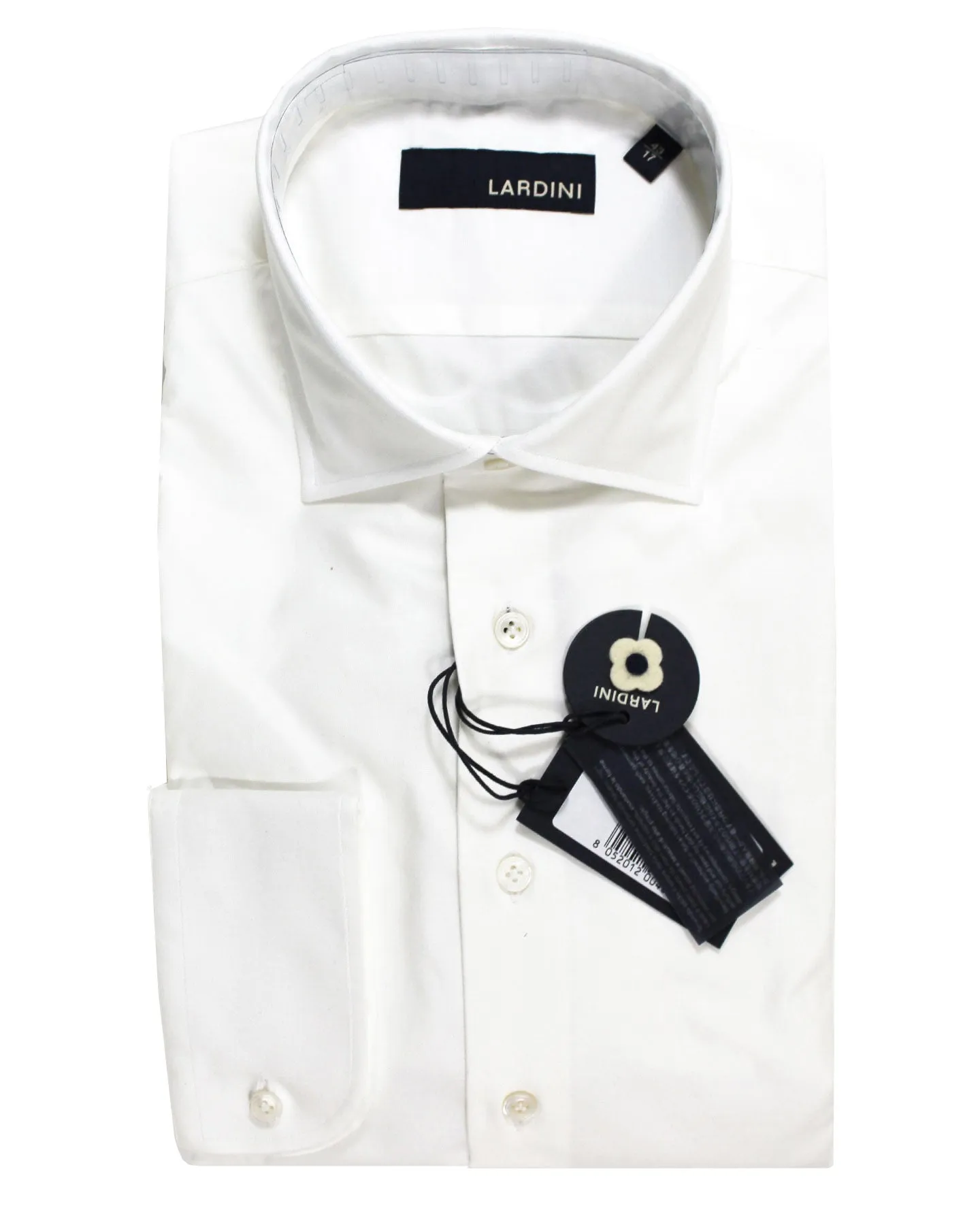 Lardini Dress Shirt White French Cuffs 43 - 17