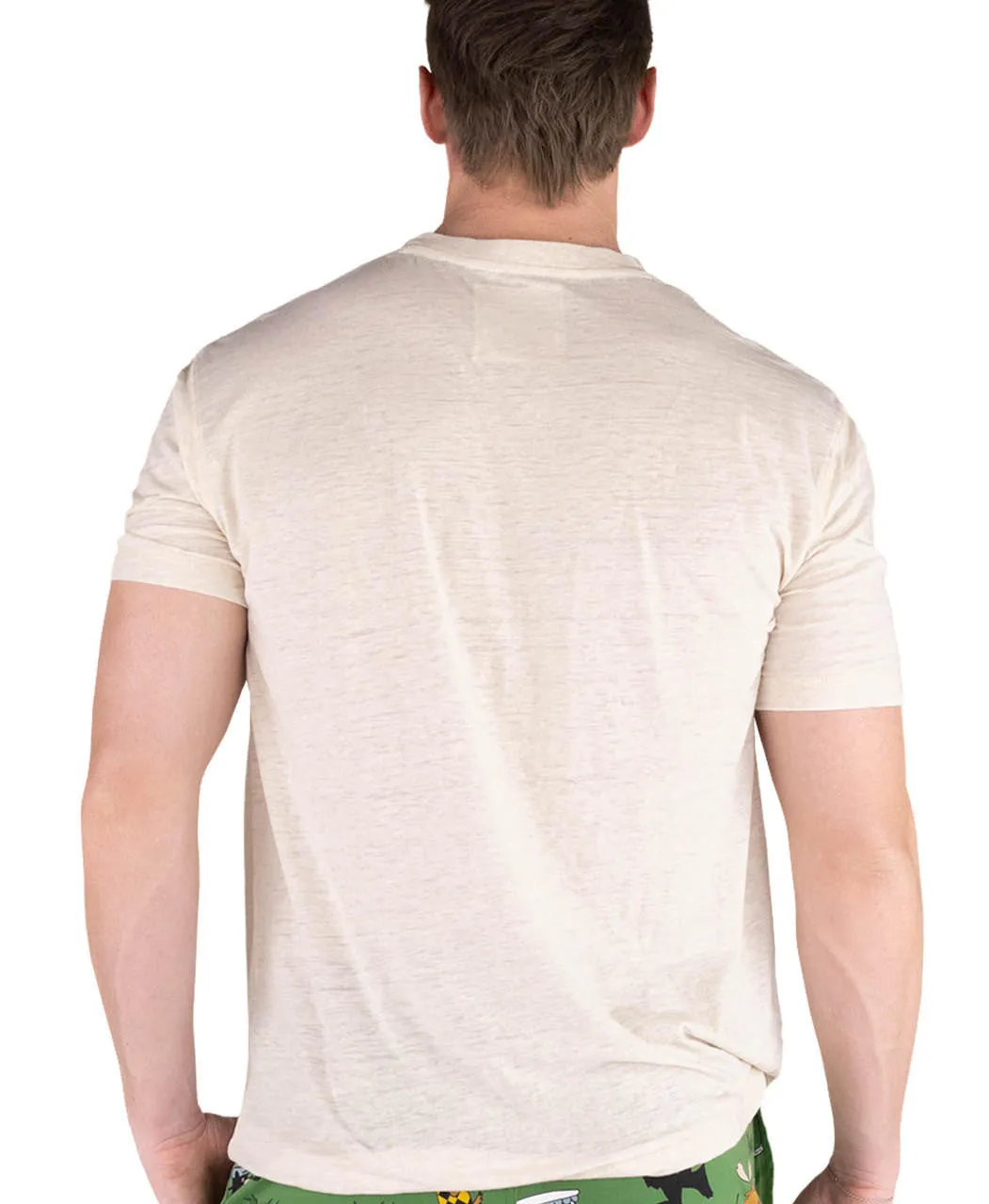 Lazyone Mens Sleep Tee, PLAIN OATMEAL