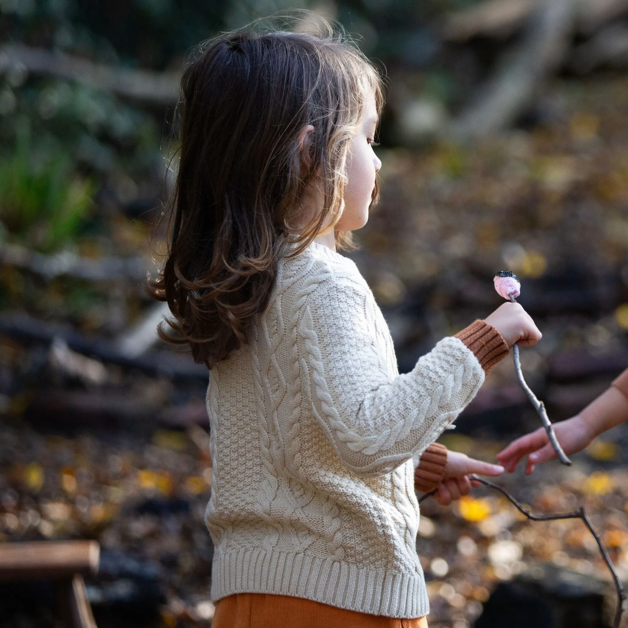 Little Green Radicals: From One To Another Oatmeal Aran Snuggly Knitted Jumper