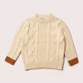 Little Green Radicals: From One To Another Oatmeal Aran Snuggly Knitted Jumper