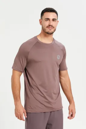 Men Mauve Pink Plain Short Sleeve Active T-Shirt