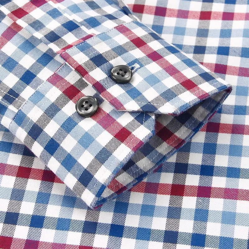 Men Plaid Shirts Casual Cotton Mens Shirts Long Sleeve Plus Size Shirts