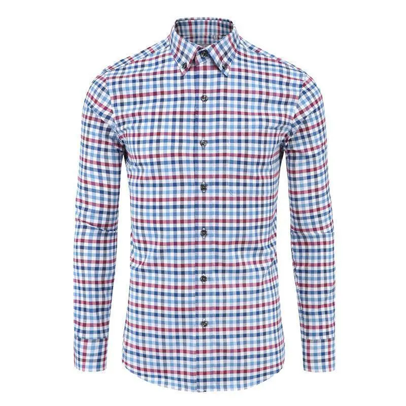 Men Plaid Shirts Casual Cotton Mens Shirts Long Sleeve Plus Size Shirts