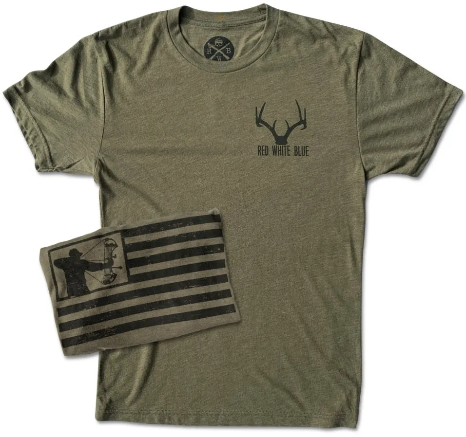 Men's American Flag Bowhunter Hunting T-Shirt