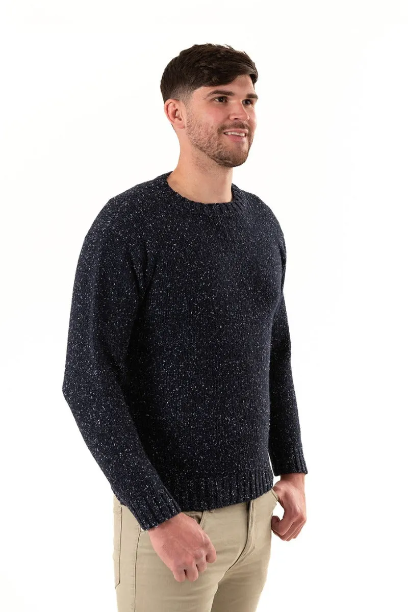 Mens Chunky Crew Neck Jumper - Blue John Navy