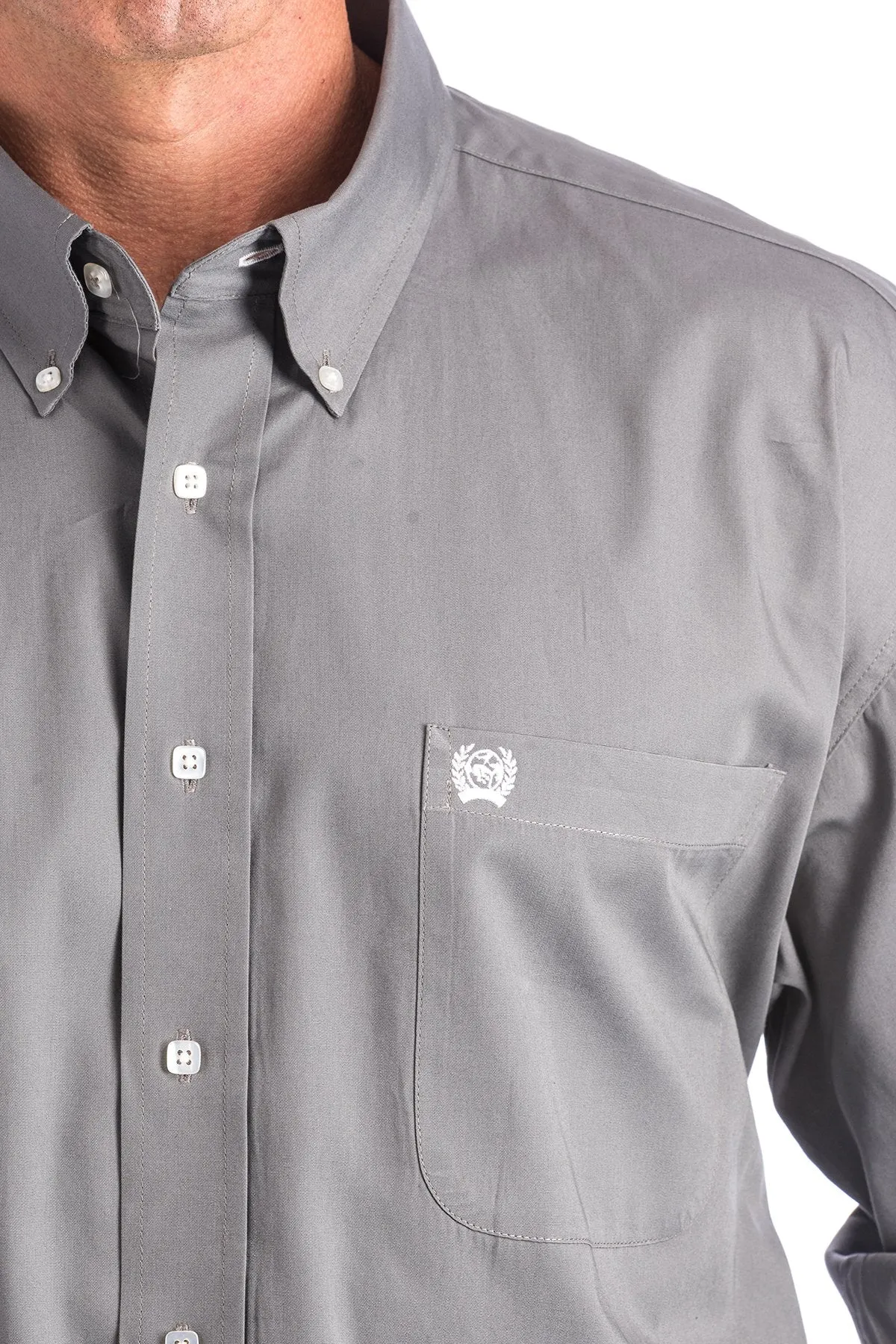 Men's Cinch Solid Grey Long Sleeve Button Down Shirt