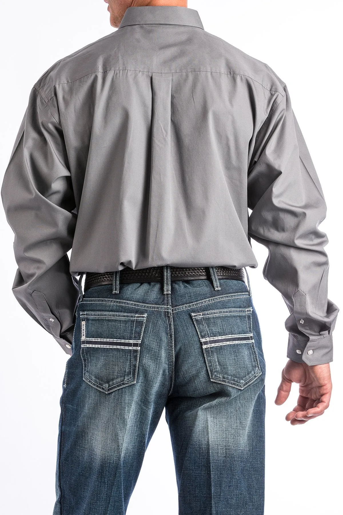 Men's Cinch Solid Grey Long Sleeve Button Down Shirt