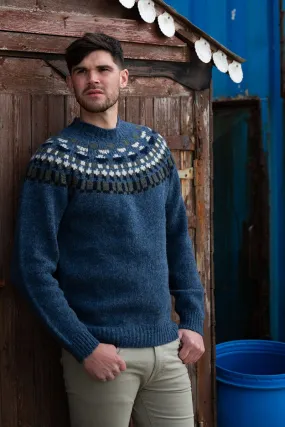 Mens Fair isle Staffa Yoke Jumper - Blue